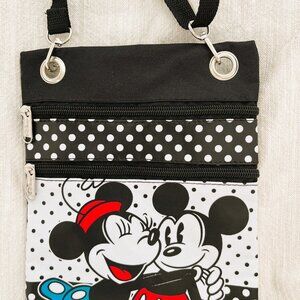 Disney Parks Mickey and Minnie Mouse Crossbody Purse Zip Closure 10"×8"